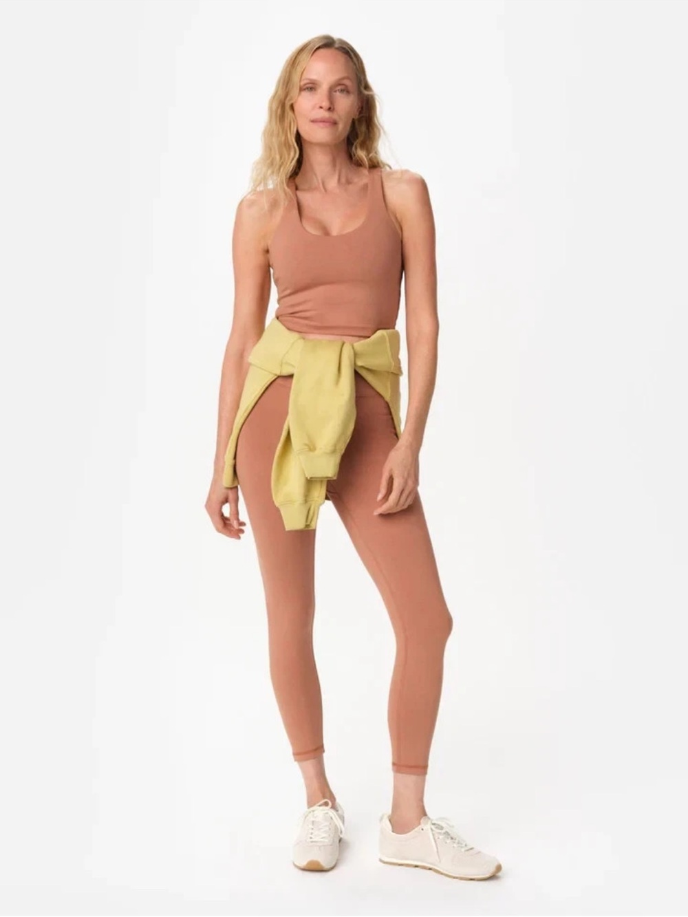 MATE the Label High Rise High Waist Midi Leggings Dusty Sienna Pink Tan Organic